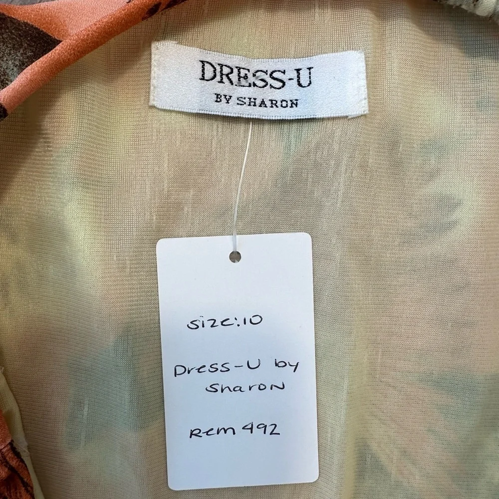 Vintage Flowy Cheetah Tropical Leaf Print Skirt Orange Cream Black - Picture 10 of 10